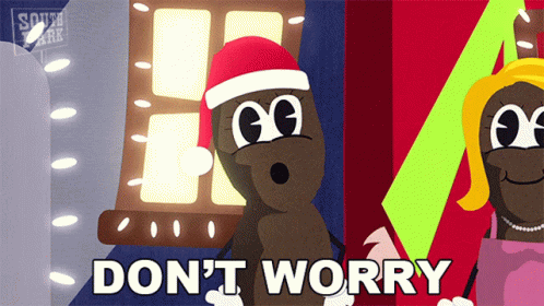 A Cartoon Says " Don 'T Worry " In Front Of A Window With Lights GIF