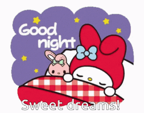 A Cartoon Says Good Night Sweet Dreams With A Sleeping Bunny GIF