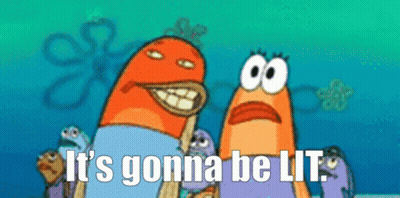 A Cartoon Says It 'S Gonna Be Lit In Front Of A Group Of Fish GIF