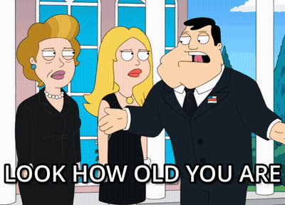 A Cartoon Says Look How Old You Are On The Bottom Right GIF