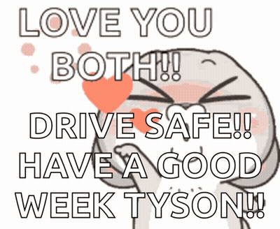 A Cartoon Says " Love You Both " And " Drive Safe " GIF