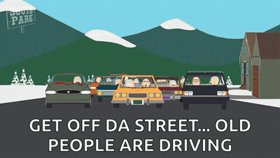 A Cartoon Scene From South Park Shows Cars Driving Down A Road GIF