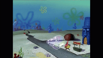 A Cartoon Scene From Spongebob Squarepants Shows Spongebob Blowing A Soap Bubble GIF
