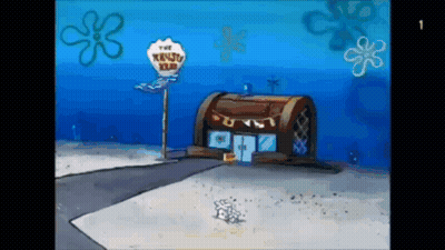 A Cartoon Scene From Spongebob Squarepants Shows The Krusty Krab Restaurant GIF