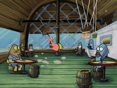A Cartoon Scene From Spongebob Squarepants With A Sign That Says Crabby Crab GIF