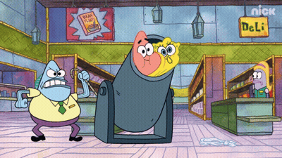 A Cartoon Scene From Spongebob Squarepants With A Sign That Says Nick GIF