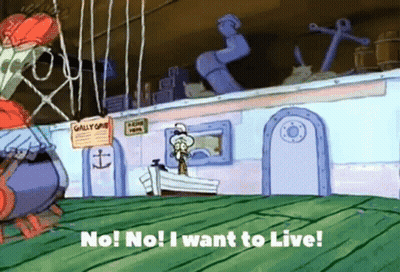 A Cartoon Scene From Spongebob Squarepants With The Words No No I Want To Live On The Bottom GIF