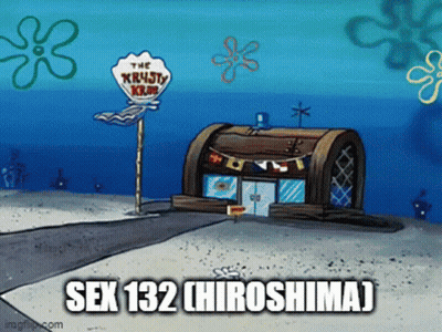 A Cartoon Scene From Spongebob Squarepants With The Words Sex 132 ( Hiroshima ) GIF