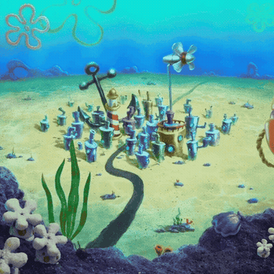 A Cartoon Scene Of Spongebob Squarepants With A Flower And Anchors GIF