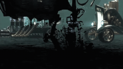 A Cartoon Scene With A Car That Says ' Nightmare Before Christmas ' On The Side Of It GIF