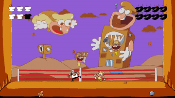 A Cartoon Scene With A Giant Building That Says Vtv On It GIF