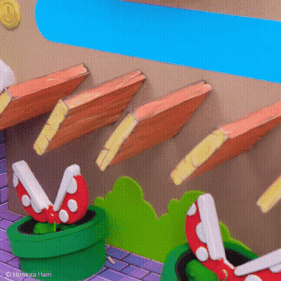 A Cartoon Scene With A Piranha Plant In A Green Pot . GIF