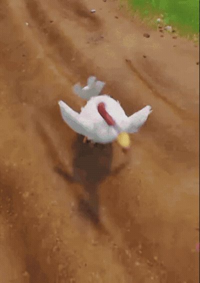 A Cartoon Scene With A Red Barn And A Dog Walking Down A Dirt Road GIF