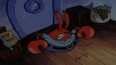 A Cartoon Scene With A Treasure Chest And A Sign That Says The Krusty Krab GIF