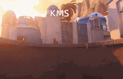 A Cartoon Scene With Kms Written On The Top GIF