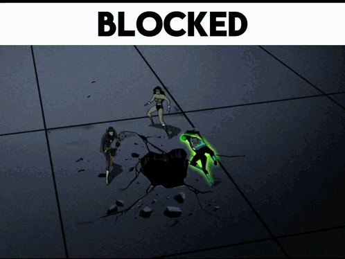 A Cartoon Scene With The Word Blocked At The Top GIF