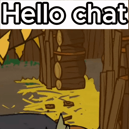 A Cartoon Scene With The Words Hello Chat On The Top GIF