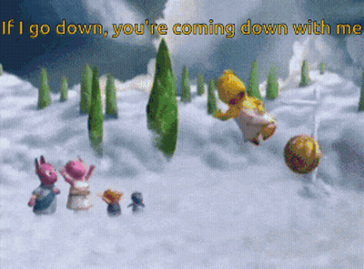 A Cartoon Scene With The Words " If I Go Down You 'Re Coming Down With Me " At The Top GIF