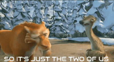 A Cartoon Scene With The Words So It 'S Just The Two Of Us On The Bottom GIF