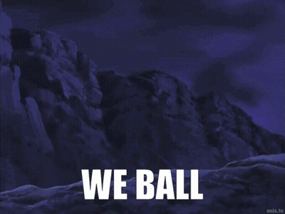 A Cartoon Scene With The Words We Ball In White GIF