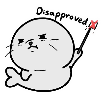 A Cartoon Seal Holding A Wand That Says Disappointed On It Sticker