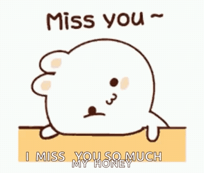 A Cartoon Seal Is Laying On A Table And Says `` I Miss You So Much My Honey '' . GIF