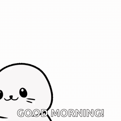 A Cartoon Seal Is Waving And Saying Hi And Good Morning . GIF