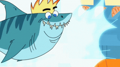 A Cartoon Shark Is Wearing A Crown On Its Head GIF