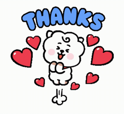 A Cartoon Sheep Is Surrounded By Red Hearts And The Words Thanks . GIF