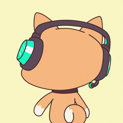 A Cartoon Shiba Inu Wearing Headphones With The Letter U And K Above It GIF