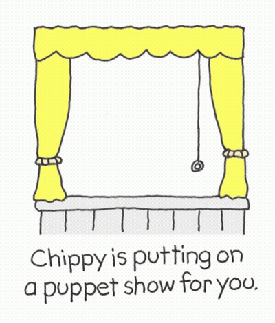 A Cartoon Shows A Dog Putting On A Puppet Show GIF