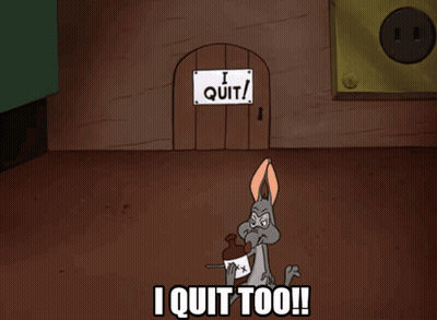 A Cartoon Shows A Door That Says I Quit GIF