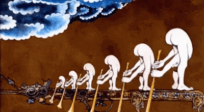 A Cartoon Shows A Group Of People Playing Instruments GIF
