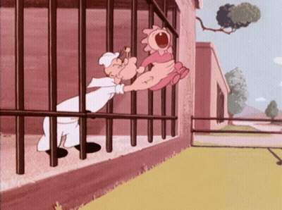 A Cartoon Shows A Man Holding A Stuffed Animal Behind Bars GIF
