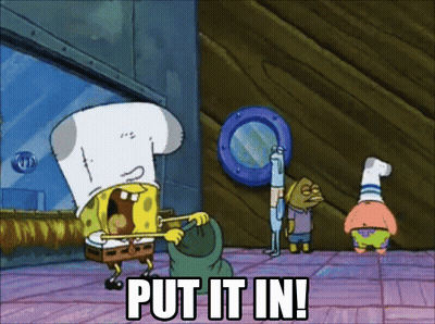 A Cartoon Shows Spongebob Saying Put It In GIF