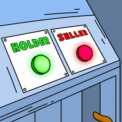 A Cartoon Shows Two Buttons One Of Which Says Holder And The Other Says Seller GIF