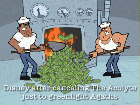 A Cartoon Shows Two Men Shoveling Money Into A Fire GIF