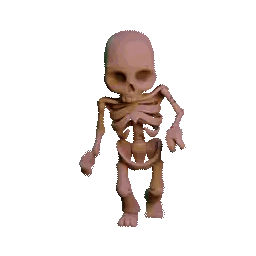 A Cartoon Skeleton With A Skull On His Head Is Dancing Sticker