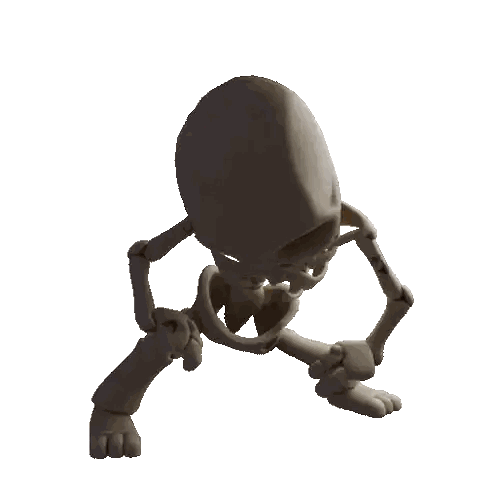 A Cartoon Skeleton With A Skull On Top Of It 'S Head Sticker