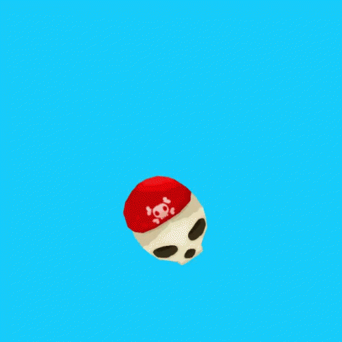 A Cartoon Skull Wearing A Red Pirate Hat GIF