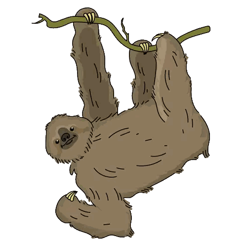 A Cartoon Sloth Hanging Upside Down From A Branch Sticker
