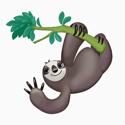 A Cartoon Sloth Is Hanging On A Tree Branch GIF