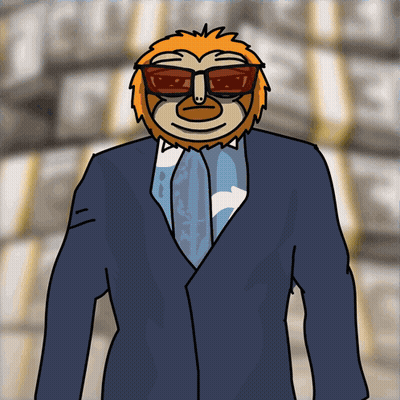 A Cartoon Sloth Wearing Sunglasses And A Suit And Tie GIF