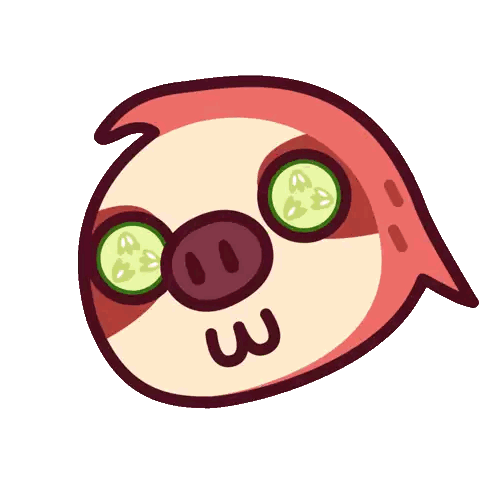 A Cartoon Sloth With Cucumber Slices On Its Eyes Sticker
