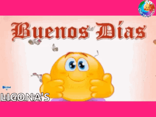 A Cartoon Smiley Face Giving A Thumbs Up With The Words Buenos Dias On The Bottom GIF