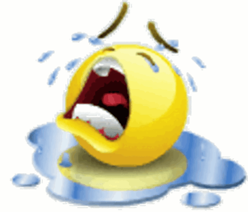 A Cartoon Smiley Face Is Crying With Tears Coming Out Of Its Eyes GIF