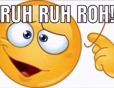 A Cartoon Smiley Face Is Holding A Needle And Says Ruh Ruh Roh GIF