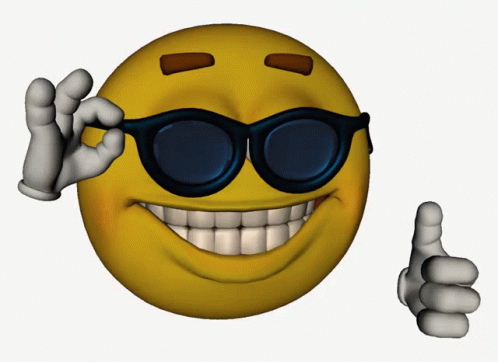 A Cartoon Smiley Face Wearing Sunglasses And Giving A Thumbs Up GIF