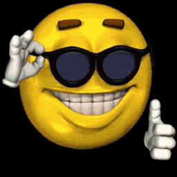 A Cartoon Smiley Face Wearing Sunglasses And Giving A Thumbs Up GIF