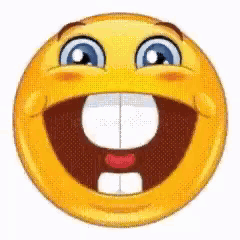 A Cartoon Smiley Face With A Big Smile And A Huge Mouth . GIF